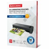 Пленки-заготовки для ламинирования А4 Brauberg 530896 комплект 100 шт, 80 мкм, матовые