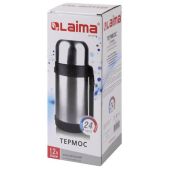Термос 1.2л Лайма 605125 классический с узким горлом, нержавеющая сталь, пластиковая ручка