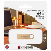Флеш-диск 64Gb Kingston DTSE9G3Gb DataTraveler SE9 G3 USB 3.2, металл. корпус, золотой