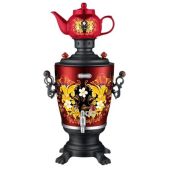 Самовар Элис ЭЛ-4029 1950-2300 Вт, 4 литра, корпус из нержавеющей стали, керамический заварочный чайник 1.0л