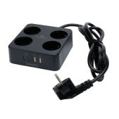Сетевой фильтр Cablexpert PLT-4-C2U2-B-3 Plate черный, 4 розетки, 10А с USB 2xType-C PD, 2хUSB, 2.4A, 3м