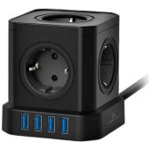 Сетевой фильтр Cablexpert TWR-5-U4-B-2 Tower черный, 5розеток, 10А, 4хUSB, 3.1А, 2м