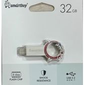Устройство USB Flash Drive 32Gb SmartBuy SB32Gb3MSN Metal Snake 3.0/3.1 USB; USB Type-C поворотный, металл