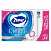 Бумага туалетная Zewa 144029 Deluxe 3-х слойная 12 рулонов 12х18 м, белая