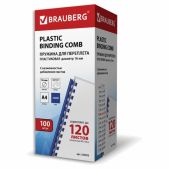 Пружины пластиковые Brauberg 530922 для переплета, комплект 100 шт, 16мм для сшивания 101-120 л., синие