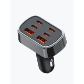 Зарядное устройство автомобильное Deppa 11226 USB A + 4хUSB-C, PD, QC 3.0, 105Вт, серебро