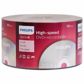 Диски DVD+R плюс Philips DR4S6U50F/97, 4.7 Gb, 16x, Bulk термоусадка без шпиля, комплект 50 шт