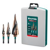 Набор сверл Kraftool 29691-4-32-H3 COBALT по металлу 3 шт, 4-32мм, азотирование, винтовая спираль, ступенчатых