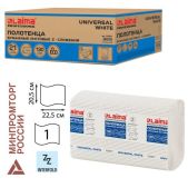Полотенца бумажные Лайма 112517 190 шт, cистема H2 Universal White, 1-слойные, белые, комплект 21 пачка, 22.5х20.5 см, Z-сложения