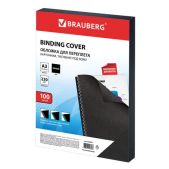 Обложки для переплета Brauberg 530944 А3, 100 шт, картонные, тиснение под кожу, 230 г/м2, черные