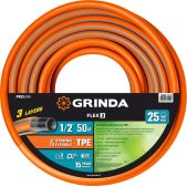 Шланг поливочный 50м Grinda 429008-1/2-50 Flex 3 ProLine, 1/2, 25 атм, из термоэластопласта, трёхслойный, армированный, гибкий