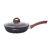 Сковорода 26см Kukmara сго261а Granit UltraBlack крышка стекло, алюминий, антипригарное покрытие, черный, крышка стекло.литая толстостенная сковорода, отлитая вру