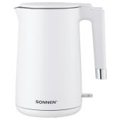 Чайник Sonnen 454691 KT-8719W с двойными стенками, 1.5л, 2200 Вт, белый