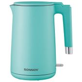 Чайник Sonnen 454694 KT-8719M с двойными стенками, 1.5л, 2200 Вт, мятный