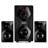 Колонки Sven SV-016609 MS-2055, чёрный, акустическая система 2.1, мощность RMS :30Вт + 2x12.5 Вт, FM-тюнер, USB/SD, дисплей, пульт ДУ, Bluetooth