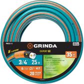 Шланг поливочный 25м Grinda 429007-3/4-25 Expert 5 ProLine, 3/4 25 м, 30 атм, пятислойный, текстильное армирование