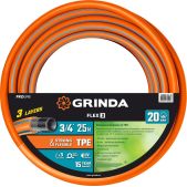 Шланг поливочный 25м Grinda 429008-3/4-25 Flex 3 ProLine, 3/4, 20 атм, из термоэластопласта, трёхслойный, армированный, гибкий