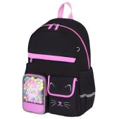 Рюкзак Brauberg 273128 Pastel с термонашивками в комплекте, Black kitty, черный, 40х29х14 см