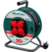 Удлинитель 30м Kraftool 55084-30 P-315, ПВС, 3 x 1.5мм2, 3500 Вт, IP44, силовой на катушке