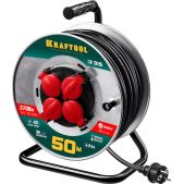 Удлинитель 50м Kraftool 55085-50_z01 K-315, КГ, 3 x 1.5мм2, 3700 Вт, IP44, силовой на стальной катушке