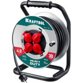 Удлинитель 30м Kraftool 55086-30_z01 КГ 3х2.5 4000Вт IP44, HEAVY Duty Силовой на стальной катушке