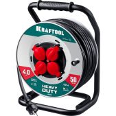Удлинитель 50м Kraftool 55086-50_z01 КГ 3х2.5 4000Вт IP44, HEAVY Duty Силовой на стальной катушке