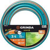 Шланг поливочный 15м Grinda 429007-3/4-15 Expert 5 ProLine, 3/4, 30 атм, пятислойный, плетёное армирование