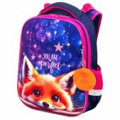 Ранец Brauberg 272019 Premium, 2 отделения, с брелоком, Cute fox, LED-лампочки, 38х29х16 см