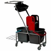 Тележка уборочная Eco-Force 22EF/6, 2 ведра по 25 л, отжим, лоток для химии, держатель для мешка, металлический каркас, бесшумные колеса