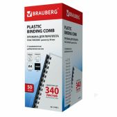 Пружины пластиковые Brauberg 530821 для переплета, комплект 50 шт, 38мм для сшивания 281-340 л., черные