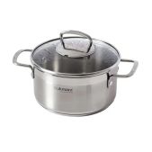 Кастрюля 2.5л Kukmara ORN-CA2518G Orion 2.5 л, нержавеющая сталь 18/10, комбинированная полировка, крышка стекло, для индукционных плит