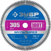 Диск пильный Зубр 36907-305-30-100_z01 Мультирез Профессионал, 305 x 30мм, 100Т, по алюминию