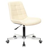 Кресло Brabix 532081 Deco MG-316, без подлокотников, пятилучие серебристое, экокожа, слоновая кость