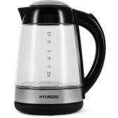 Чайник электрический Hyundai HYK-G3803 1.7л. 2.2кВт серебристо-черный стекло