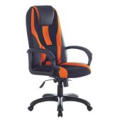 Кресло компьютерное Brabix GM-102_532420 Premium Rapid GM-102, экокожа-ткань, черно-оранжевое