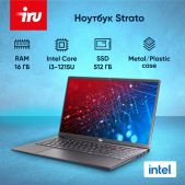 Ноутбук 15.6 iRu 2058937 Strato 15ALI Core i3-1215U 16Gb SSD512Gb Intel UHD Graphics IPS FHD 1920x1080 FreeDOS black Wi-Fi BT Cam 6000mAh
