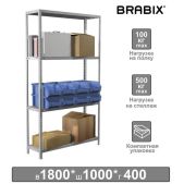 Стеллаж металлический Brabix S240BR144402 MS KD-180/40-4, 1800х1000х400мм, 4 полки, сборная стойка, 291115