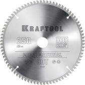 Диск пильный Kraftool 36953-250-30 Multi Material, 250 х 30мм, 80Т, пильный диск по алюминию