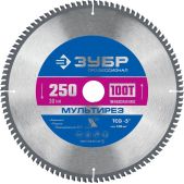 Диск пильный Зубр 36907-250-30-100_z01 Мультирез Профессионал, 250 x 30мм, 100Т, по алюминию