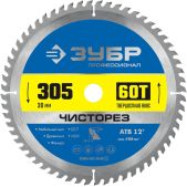 Диск пильный Зубр 36905-305-30-60_z01 Чисторез Профессионал, 305 x 30мм, 60Т, по дереву