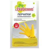 Перчатки латексные Любаша 603785 эконом, хозяйственные многоразовые, хлопчатобумажное напыление, размер L (большой)