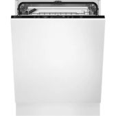 Встраиваемая посудомоечная машина Electrolux EEQ47200L узкая загрузка на 13 комплектов посуды, сенсорное управление, 7 программ, 59.6x55x82 см, черный цвет, сушка: с открыванием дверцы, индикация на полу: луч