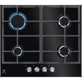 Варочная газовая панель Electrolux KGG6426K закаленное стекло, мощность: 8000 Вт, автоматический электроподжиг, газ-контроль, решетки: чугун, независимая установка, размеры ШхГ : 59x52 см