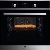 Духовой электрический шкаф Electrolux EOF5F50BX с конвекцией, приготовление на пару, объем 65 л, 8 режимов, очистка каталитическая, 2 стекла в дверце, направляющие проволочные + телескопические 1 уровень нержавеющая сталь