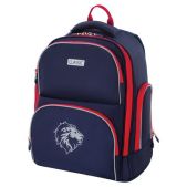 Рюкзак Brauberg 228829 Classic, легкий каркас, премиум материал, Lion, синий, 37х32х21 см
