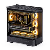 Корпус ATX Без БП Jonsbo D400 Black боковая панель из закаленного стекла панорама, mini-ITX, micro-ATX, ATX, черный