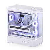 Корпус ATX Без БП Jonsbo D400 White боковая панель из закаленного стекла панорама, mini-ITX, micro-ATX, ATX, белый