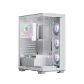 Корпус ATX без БП Xastra Q600-6FM12A-C10-WH Q600 6ARGB-C10-WH White ATX Aquarium Screewless 6x120мм ARGB PWM FM fans/Argb+PWM HUB 10port