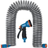 Поливочный набор Grinda 428495 ProLine спиральный шланг 3/8 x 15 м, пистолет-распылитель, адаптеры