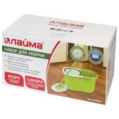 Комплект для уборки Лайма 603624 швабра, ведро 7 л/5 л с отжимом центрифуга, 2 круглые насадки-кольцо